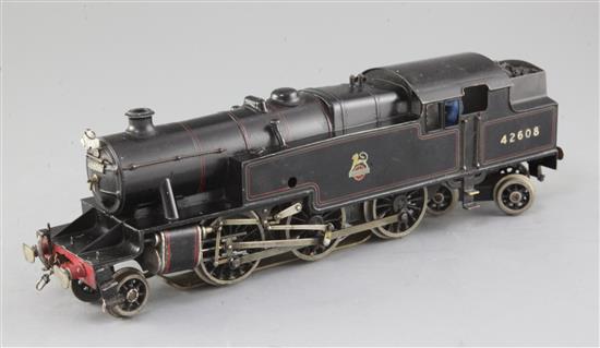 A Bassett-Lowke O gauge 2-6-4 LMS Class 4 tank locomotive, number 42608, black livery, overall 33cm